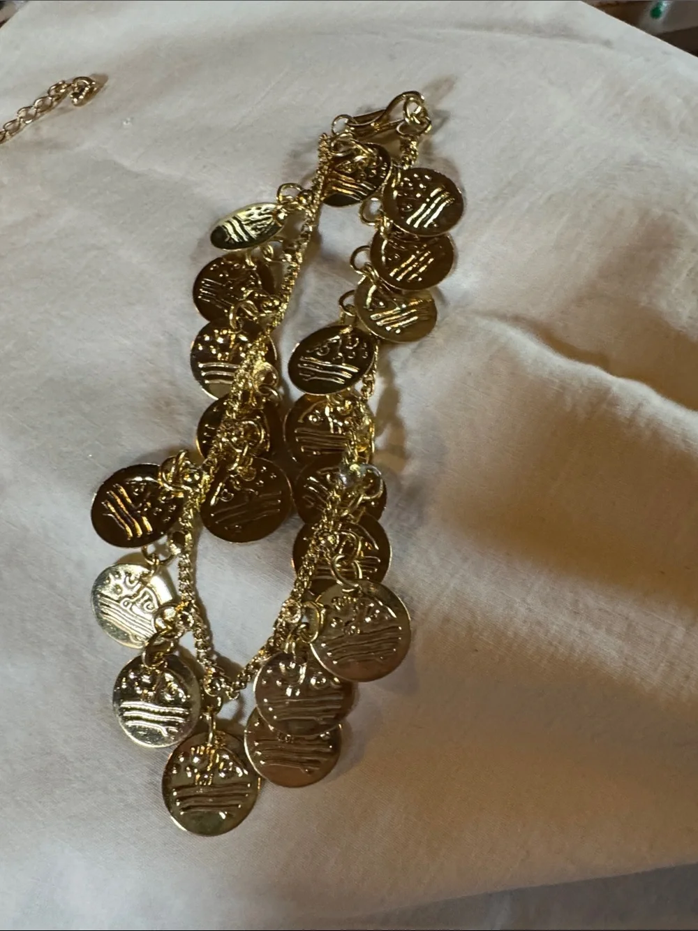 Gold Faux Coins Charm Bracelet/Anklet - Women's Fashion Jewelry